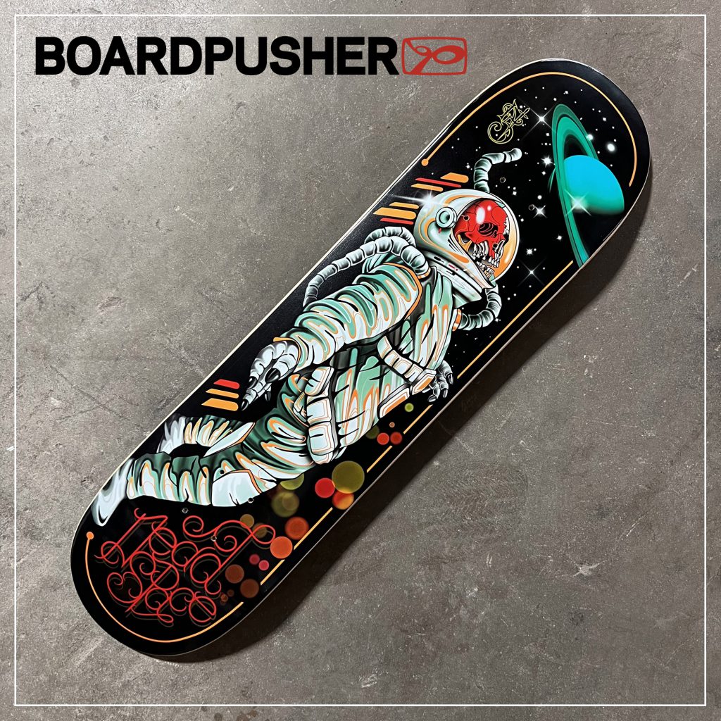 nicksage skrb custom skateboard graphics dead spaceman skeleton astronaut