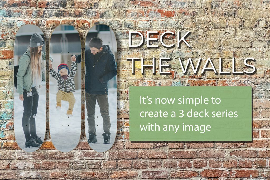 triptych custom skateboard graphic deck designer wall art