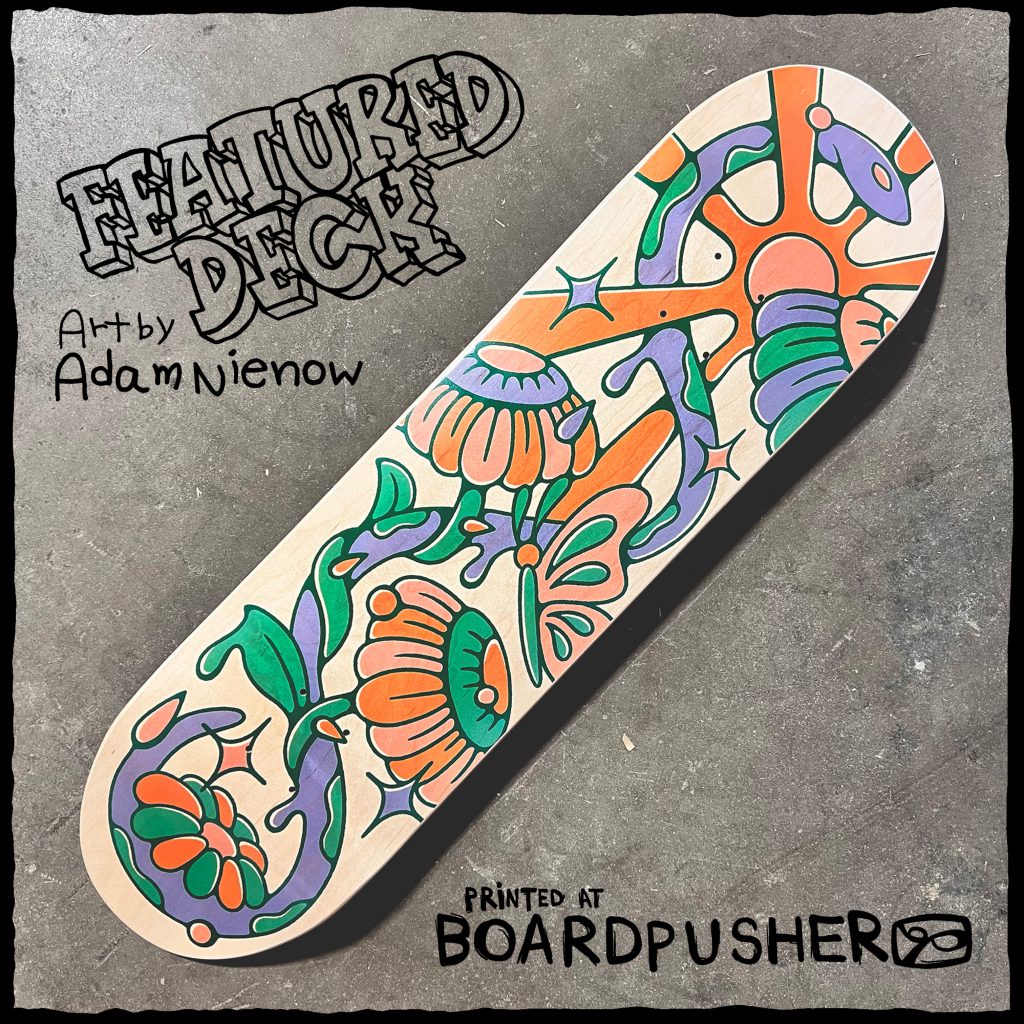 adam nienow snake sun custom skateboard graphic design