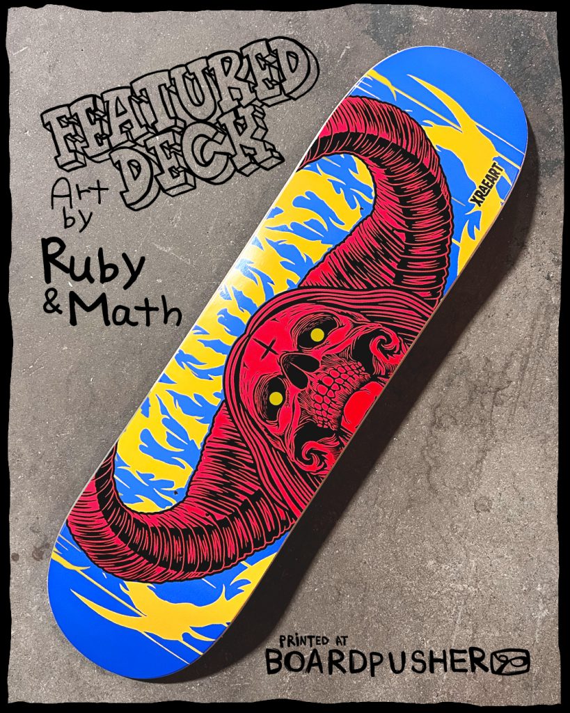 xraeart demon skull succubus prime colors custom skateboard graphic design