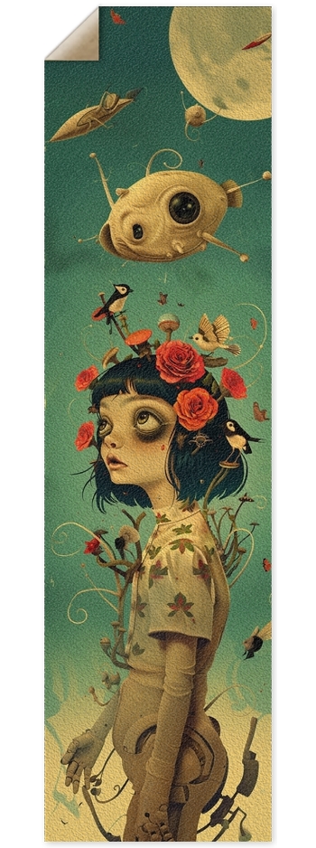 Bloomy cyborg girl illustration