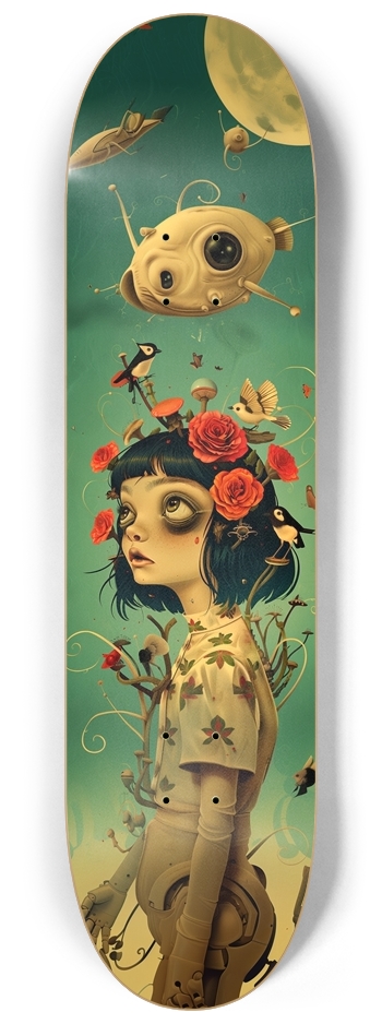 Bloomy cyborg girl illustration