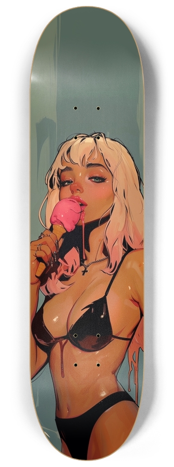 Pink ice cream bikini girl skateboard