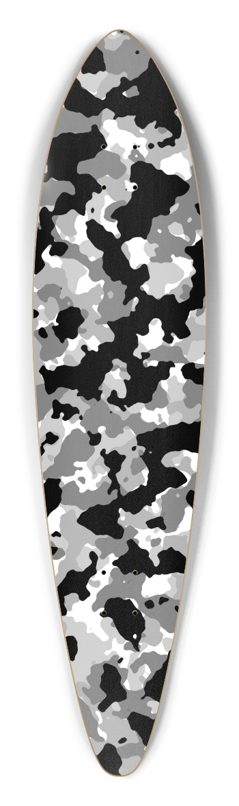 Camo with Opaque Black Pintail Longboard