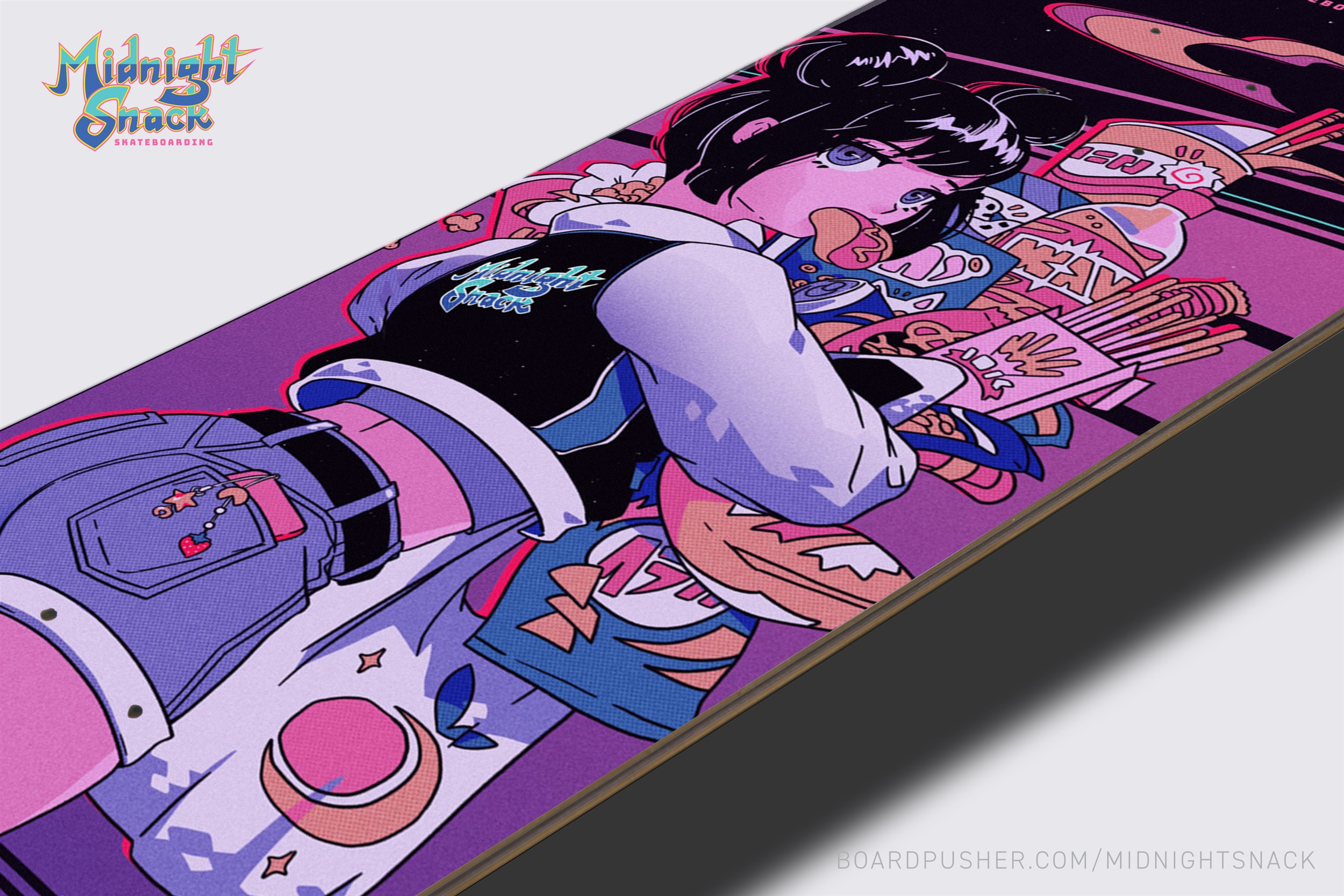 Anime Girl with Blue Hair Skateboard Sticker Print - wide 1