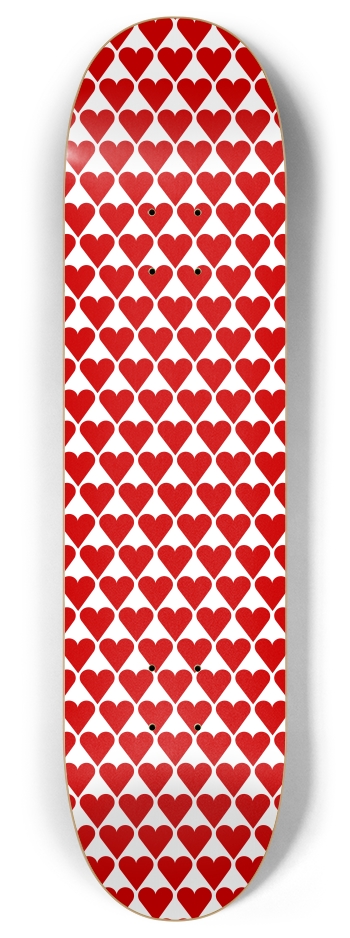 Red Heart Pattern 8 Inch Skateboard Deck