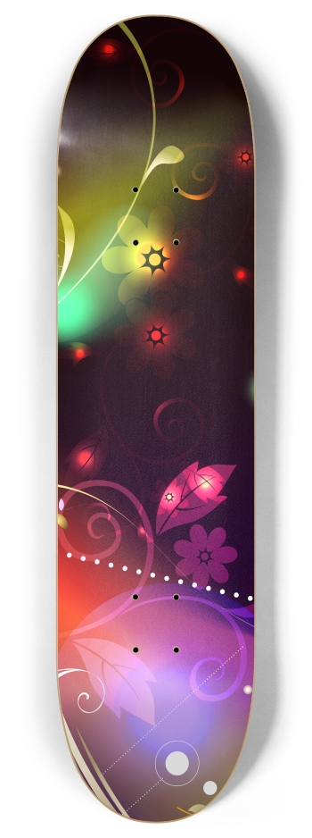 Glowing Flowers and Flourishes 8 Inch Skateboard Deck