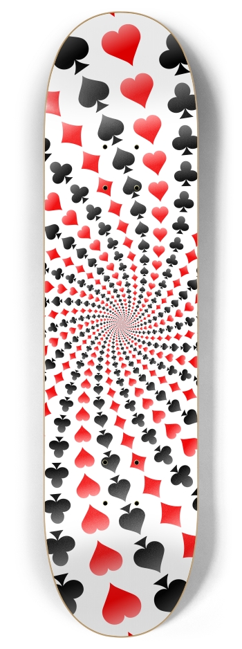 Card Suits Spiral / Vortex 8 Inch Skateboard Deck