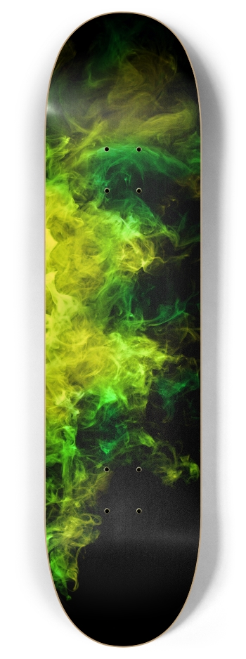 Green and Yellow Smoke 8 Inch Skateboard Deck