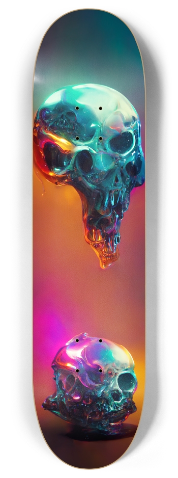 Melting Chrome Skull 8 Inch Skateboard Deck