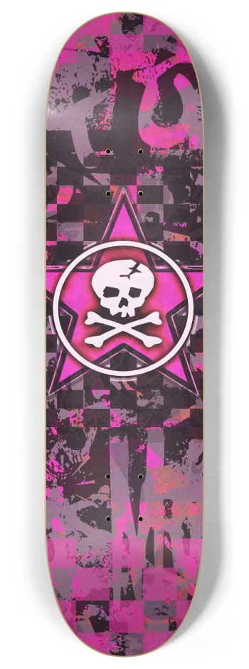 Pink Star Skull 8 Inch Skateboard Deck