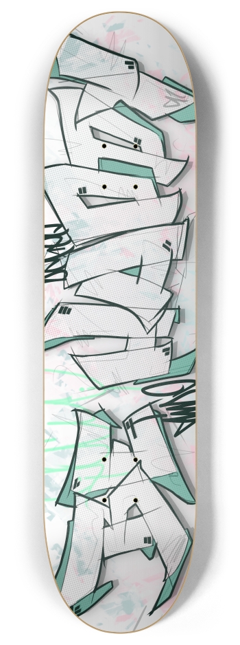 BE HAPPY white 8 Inch Skateboard Deck