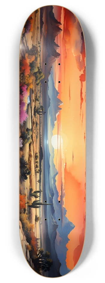 Watercolor Southwest Painted Desert 8 Inch Skateboard Deck