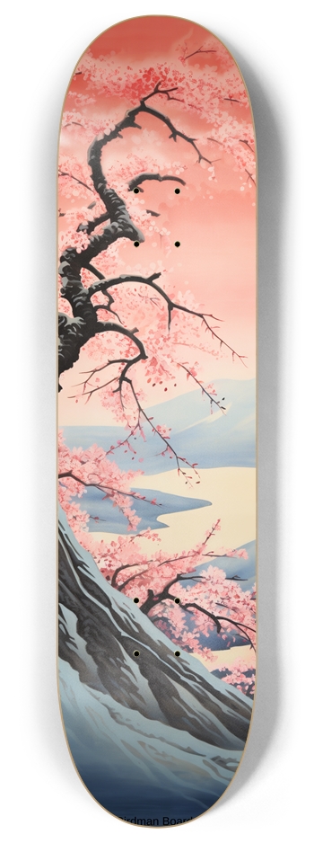Cherry Blossom Mountains 8 Inch Skateboard Deck