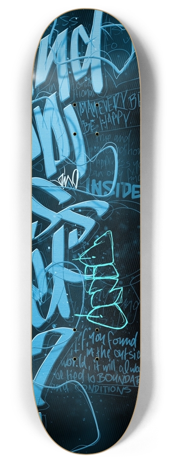found happines yet in blue 8 Inch Skateboard Deck