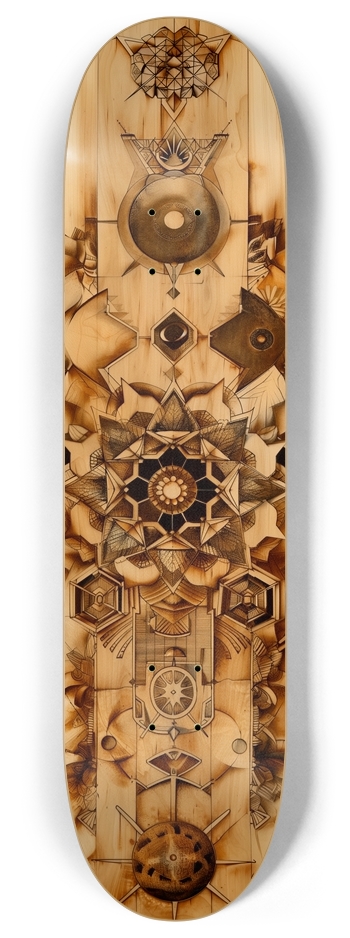 Geometric pyrography 8 Inch Skateboard Deck