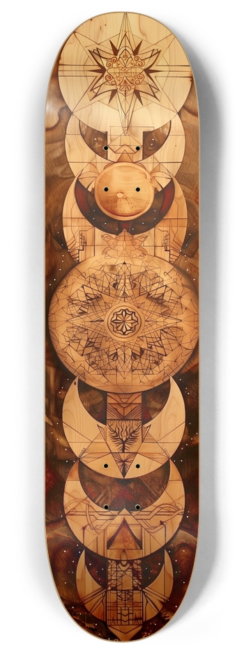 Cosmic pyrography 8 Inch Skateboard Deck