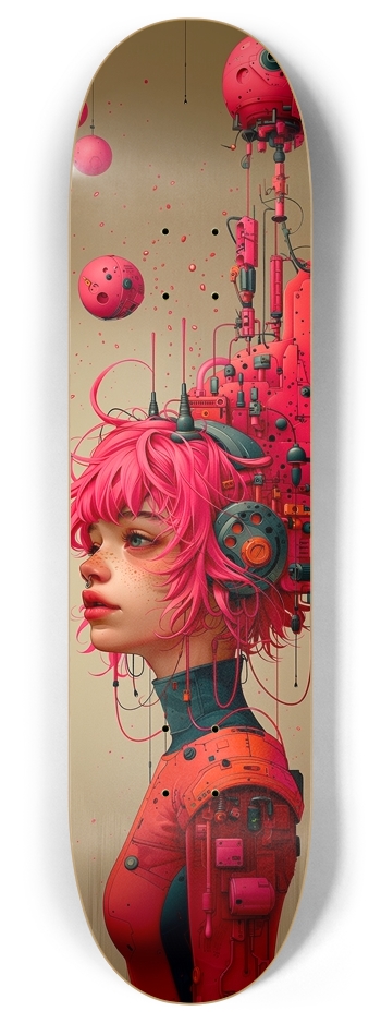 Cosmic cyber pink girl 8 Inch Skateboard Deck