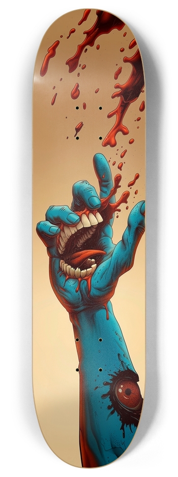 Santa Blood Monster hand 8 Inch Skateboard Deck