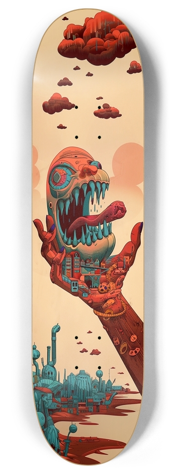 Santa Ugly Monster hand  8 Inch Skateboard Deck