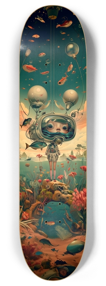 Bubble kid in space art 8 Inch Skateboard Deck