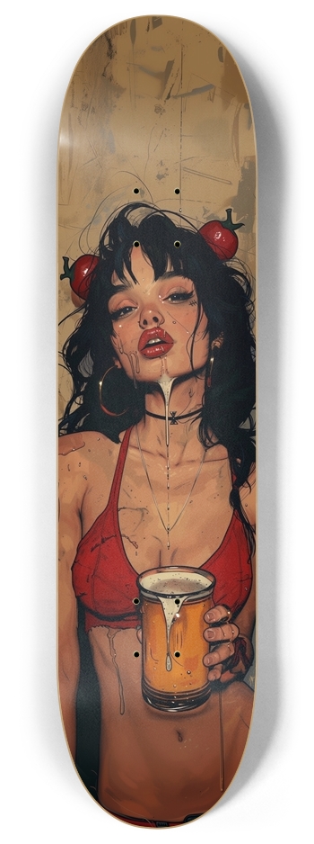 Bikini beer punk girl skateboard 8 Inch Skateboard Deck