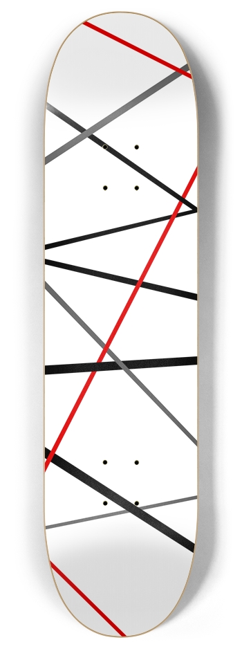 White with Lines 8 Inch Skateboard Deck