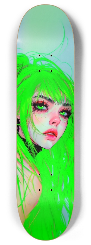Anime cyber neon girl illustration 8 Inch Skateboard Deck