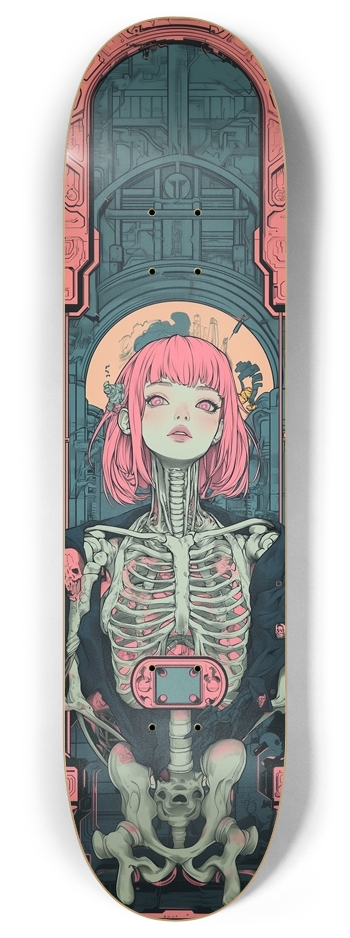 Cyberpunk skull girl 8 Inch Skateboard Deck