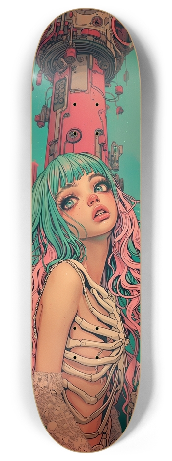 Cyberpunk skull sushi 8 Inch Skateboard Deck