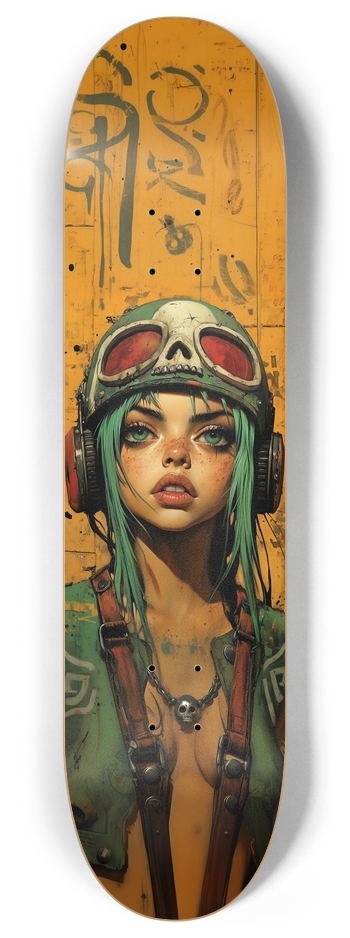 Warior skull girl 8 Inch Skateboard Deck