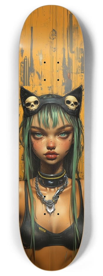Skull cat girl 8 Inch Skateboard Deck
