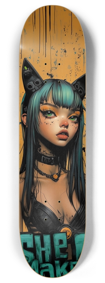Blue cat girl 8 Inch Skateboard Deck