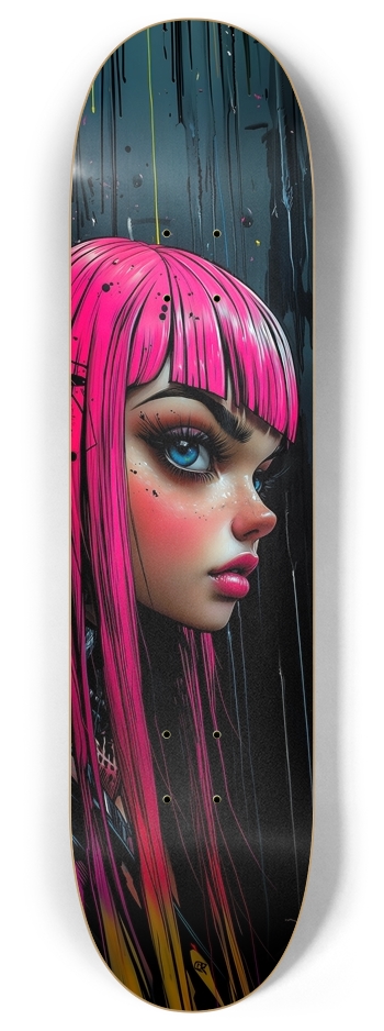 Pink hair 8 Inch Skateboard Deck