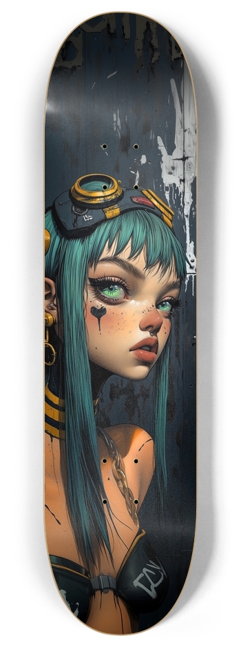 Punky blue hair 8 Inch Skateboard Deck