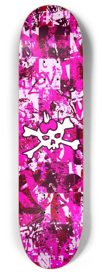 Pink Punk Skull 8 Inch Skateboard Deck