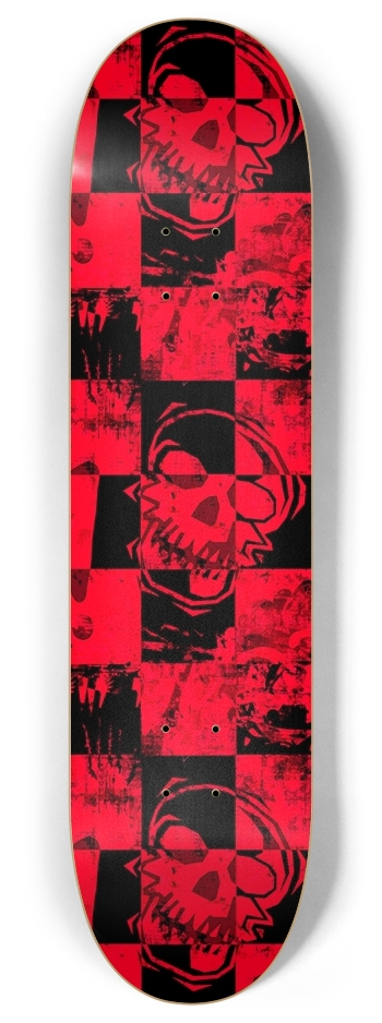 Red Grunge Skull 8 Inch Skateboard Deck