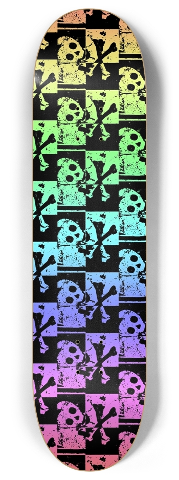 Rainbow Skull Checkers 8 Inch Skateboard Deck