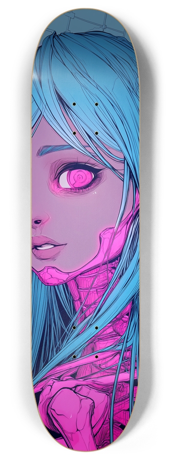 Cyberpunk Skull Doll 8 Inch Skateboard Deck