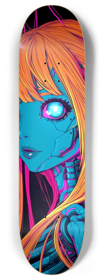 Cyberpunky Skull Doll  8 Inch Skateboard Deck